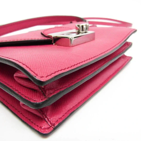 PRADA Pink Leather Saffiano Shoulder Bag